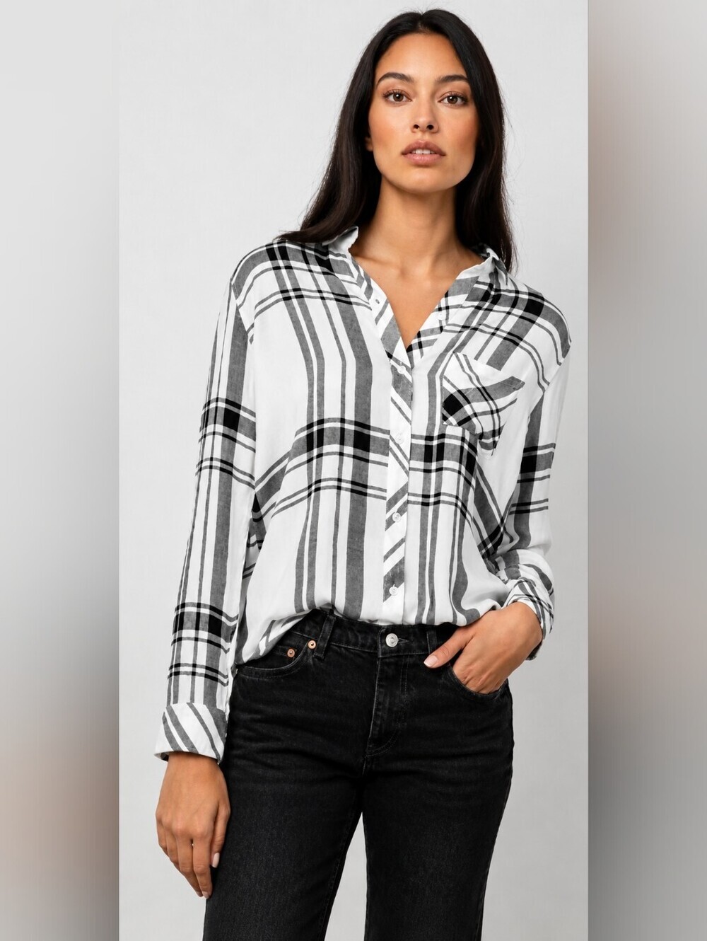 Rails (220$) | White Ash Plaid Button Down Shirt, Size M